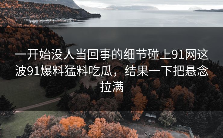 一开始没人当回事的细节碰上91网这波91爆料猛料吃瓜，结果一下把悬念拉满